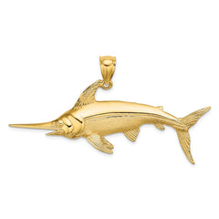 14K 2-D Polished/Satin Swordfish Charm - 2