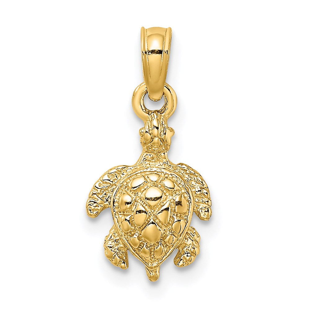 14K Textured Sea Turtle Charm - 4