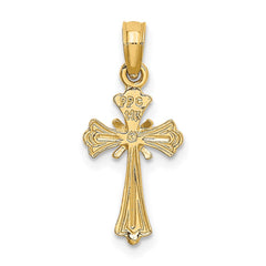 14K Engraved Small Cross w/ X  Center Charm