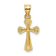 14K Solid Textured Cross Charm