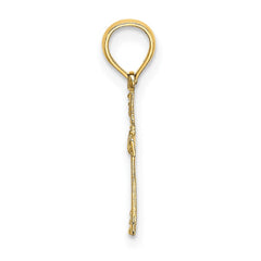14K Textured Mini Cross w/ Heart Charm