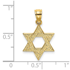 14K Engraved Swirls Star Of David Charm