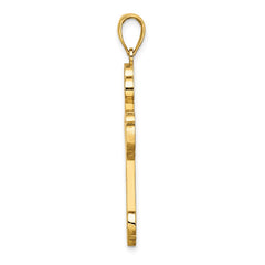 14K Scroll Cross W/ Sunburst Center Charm