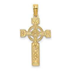 14K Engraved Celtic Cross w/ Eternity Circle Charm