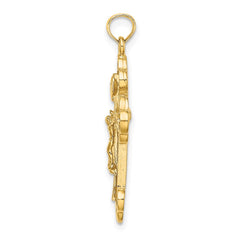 14K Crucifix W/ Budded Tips Charm - 2