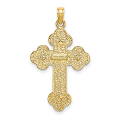 14K Crucifix W/ Budded Tips Charm - 2