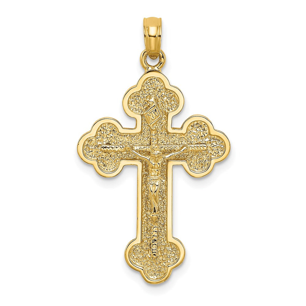 14K Crucifix W/ Budded Tips Charm - 2