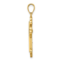 14K Textured Budded Cross Charm