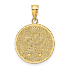 14K Polished and Satin Miraculous Medal Charm
