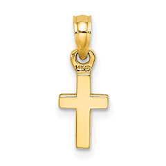 14K 3-D and Polished Mini Cross Charm