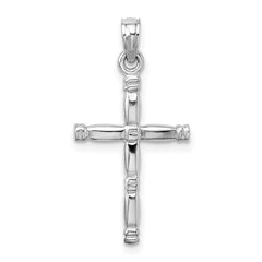 14K White Gold 3-D Polished Cross Charm