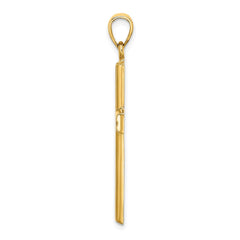 14K Polished Beaded Cross Charm