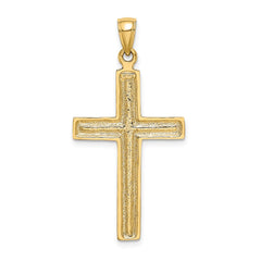 14K Polished Beaded Cross Charm