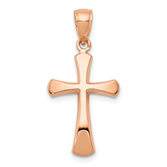 14K Rose Gold Polished Beveled Cross w/ Round Tips Charm - 2