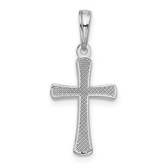 14K White Gold Polished Beveled Cross w/ Round Tips Charm - 2