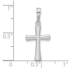 14K White Gold Polished Beveled Cross w/ Round Tips Charm - 2