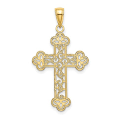 14K Textured and Beaded Edge Cross Charm