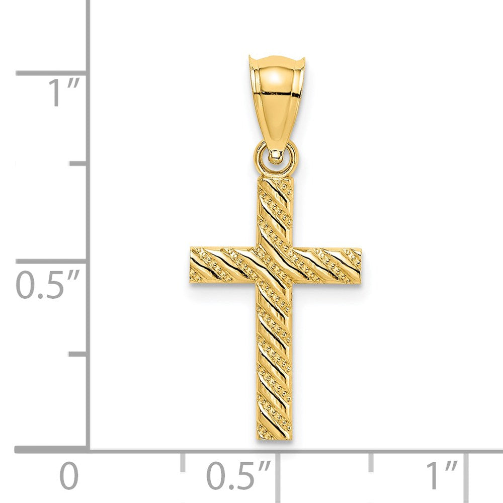 14K Beaded and Polished Cross Charm