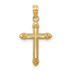 14K Polished w/ Scroll Design Cross Charm