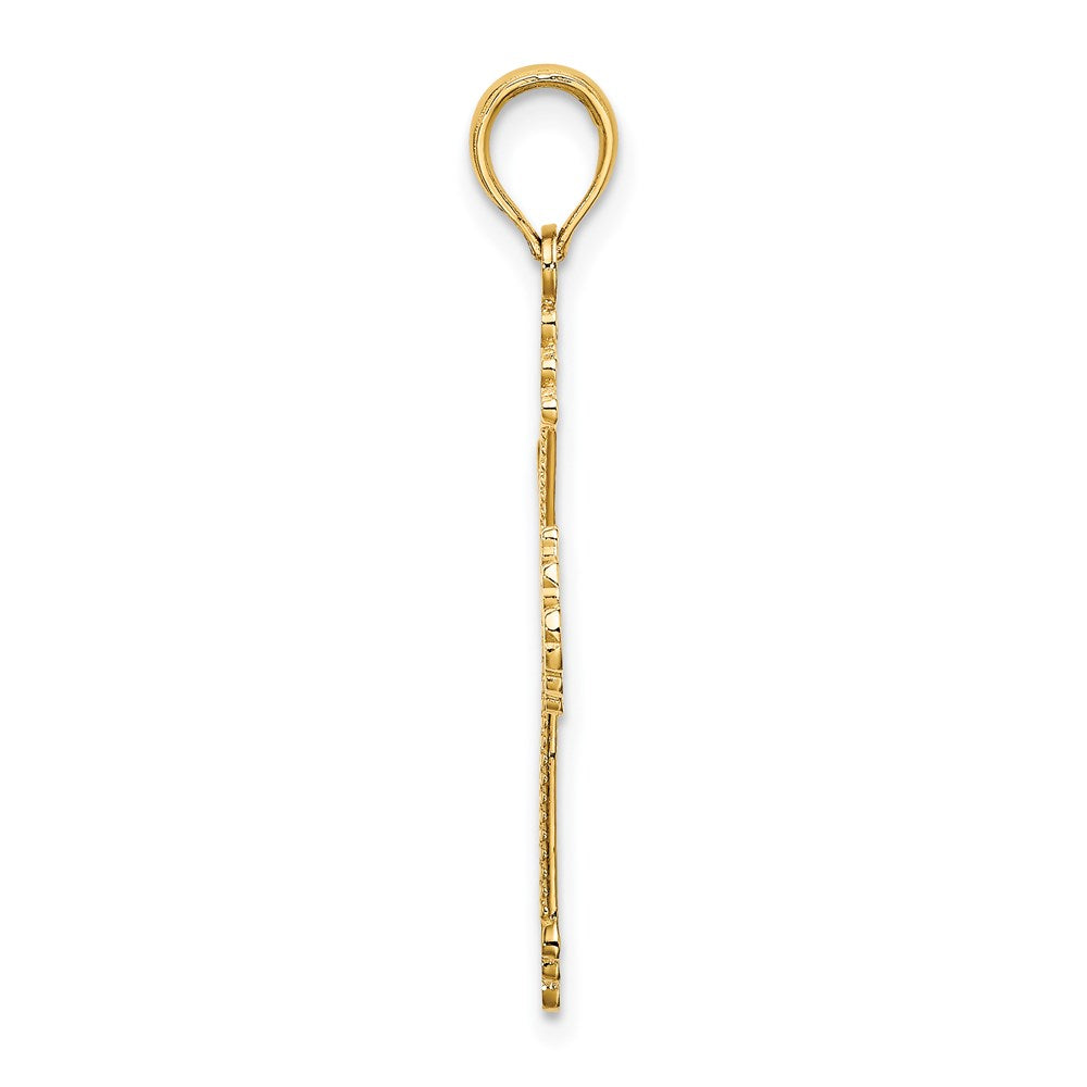14K Cross w/ Heart Center Charm