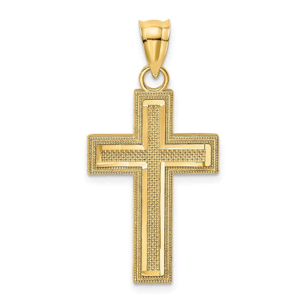 14K Block Cross Charm - 2