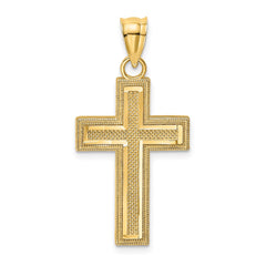 14K Block Cross Charm - 2