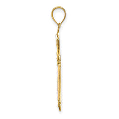 14K D/C Cross w/ Fancy Edges Charm