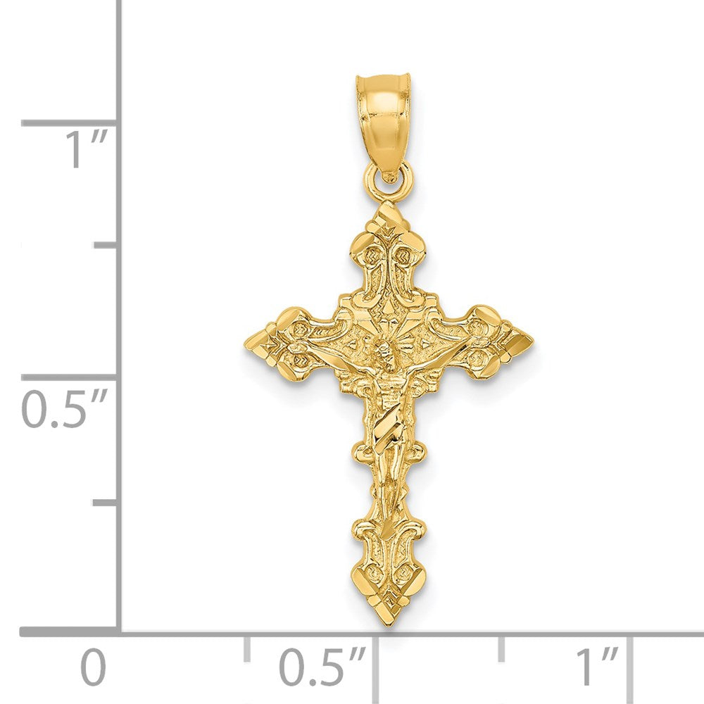 14K Crucifix W/ Fancy Edges Charm