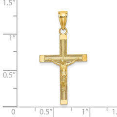 14K Polished and Textured Crucifix Charm