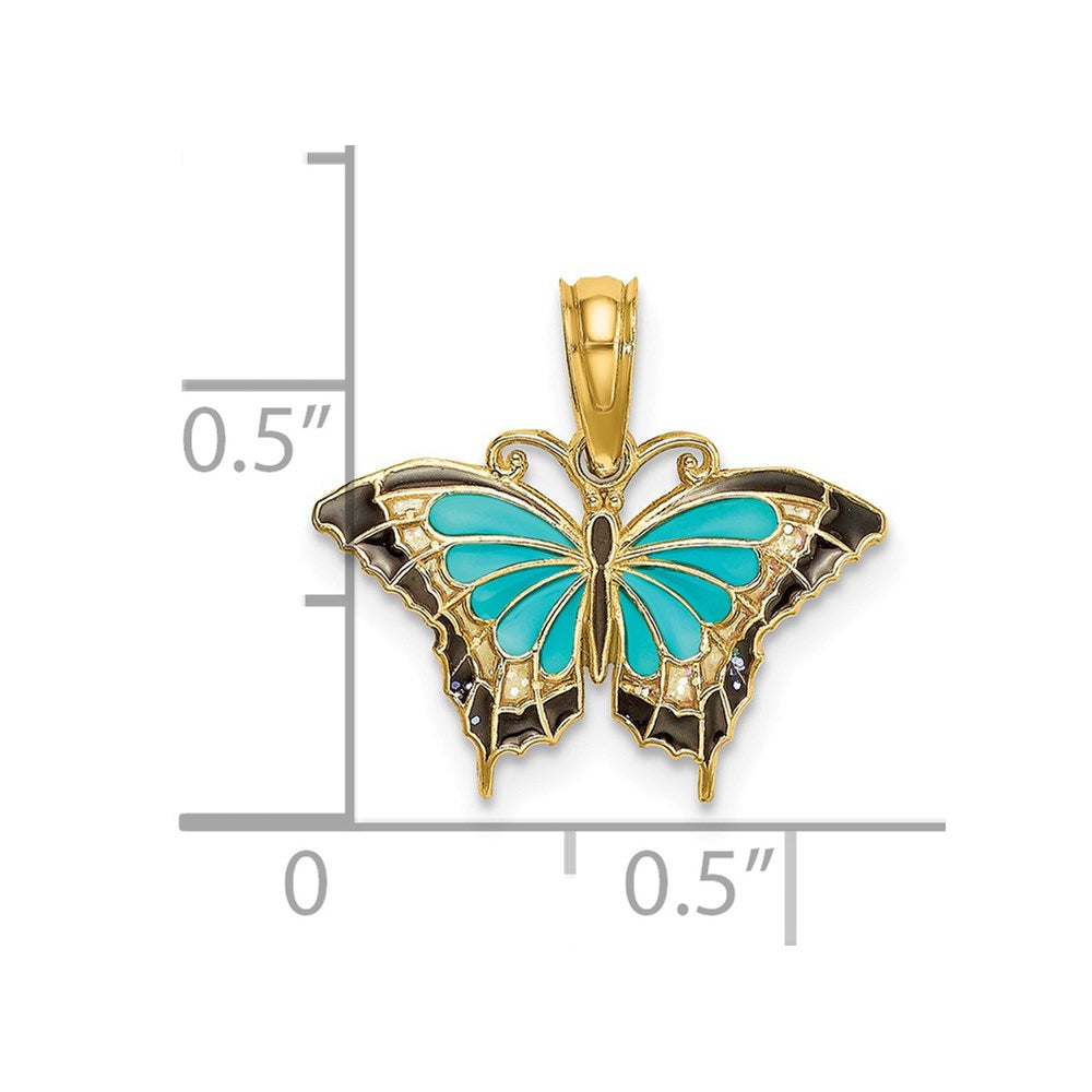 14K Small Enameled Wings Butterfly Charm
