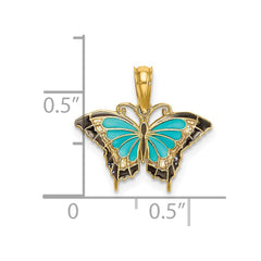 14K Small Enameled Wings Butterfly Charm