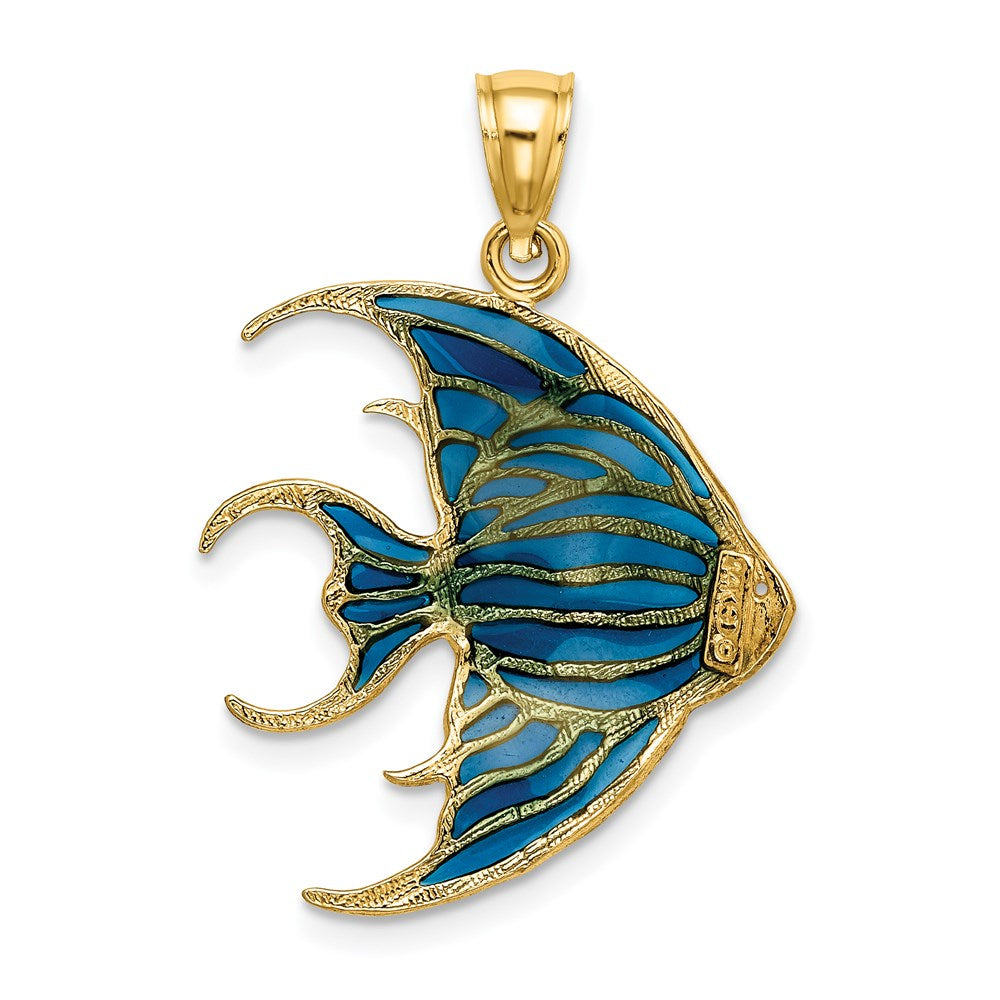 14K W/ Blue Enameled Angelfish Charm