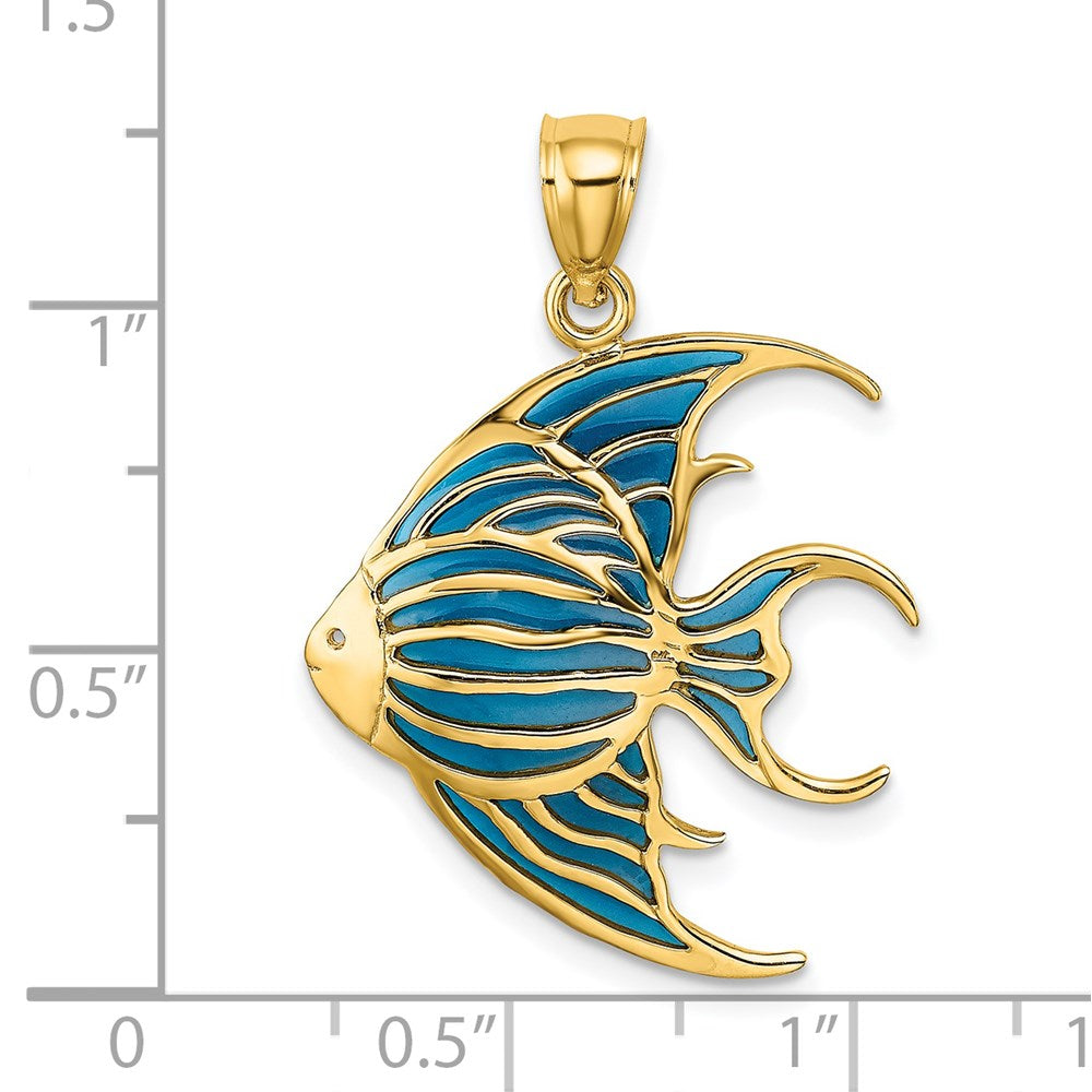 14K W/ Blue Enameled Angelfish Charm