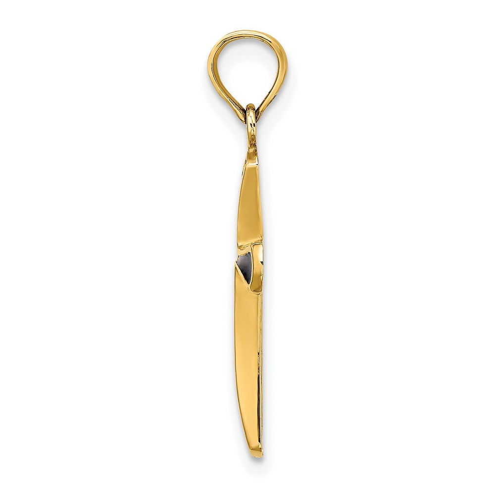 14K Blue Enameled Tapered Cross Charm