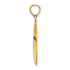 14K Blue Enameled Tapered Cross Charm