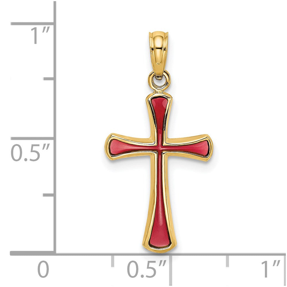 14K Pink Enameled Tapered Cross Charm