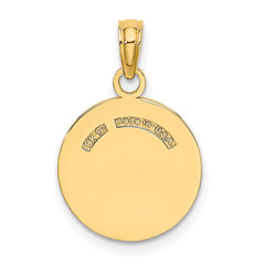 14K Polished and Textured Flat Baseball Charm