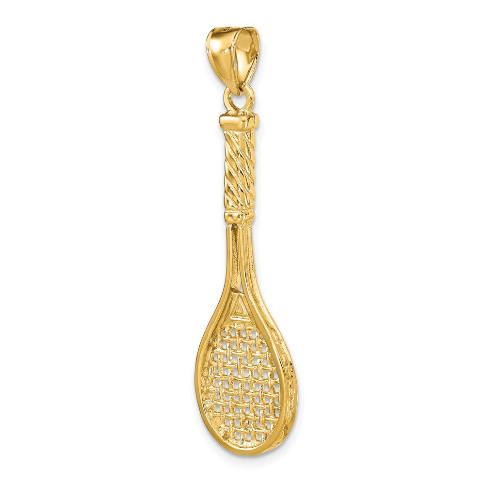 14K 3-D Polished Tennis Racquet Charm