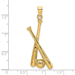 14K 2-D Baseball Bats and Ball Charm