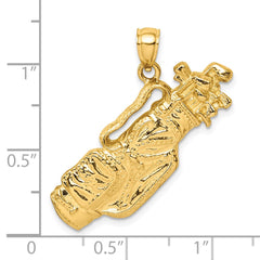 14K 2-D Golf Bag and Clubs Charm - 2