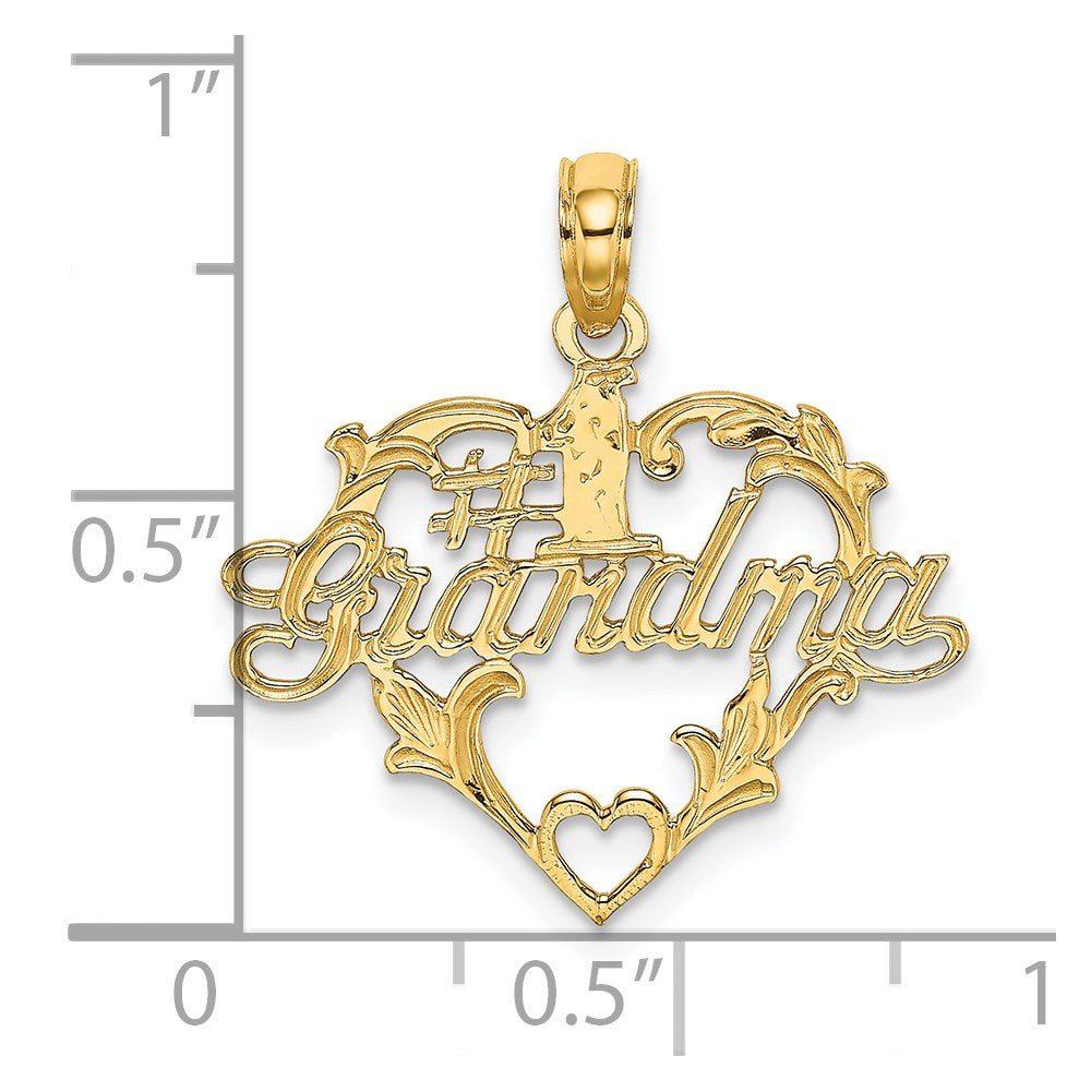 14K #1 Script GRANDMA In Heart Charm