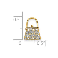14K W/ Rhodium Textured and Polished Purse Charm