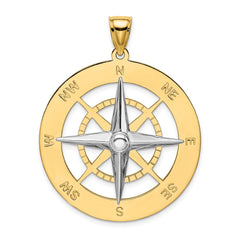 14k Two-tone Nautical Compass White Needle Charm