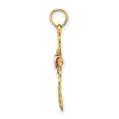 14k Two-Tone Cross w/ Heart Charm - 2