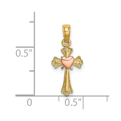 14k Two-Tone Cross w/ Heart Charm - 3