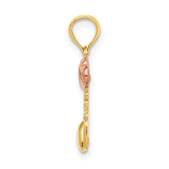 14k Two-tone w/White Rhodium I LOVE YOU w/Hearts Charm
