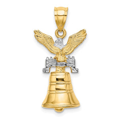 14k w/Rhodium 3D Moveable Liberty Bell w/Eagle Top Charm