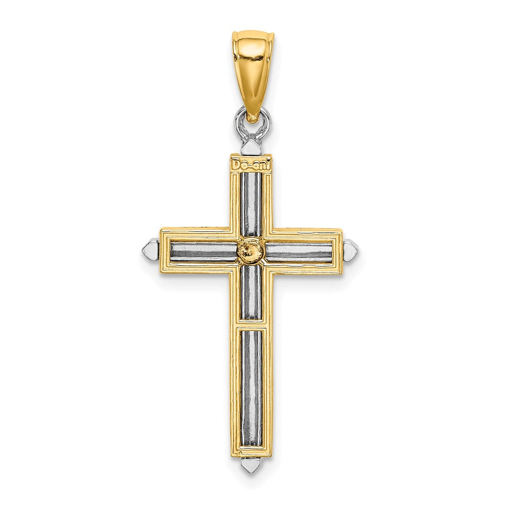 14K Two-tone Polished Cross Charm