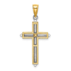 14K Two-tone Polished Cross Charm