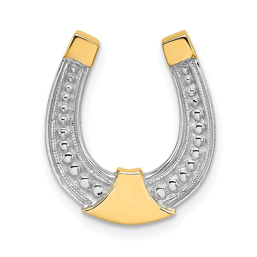 14k w/ Rhodium Horseshoe Chain Slide Charm - 2